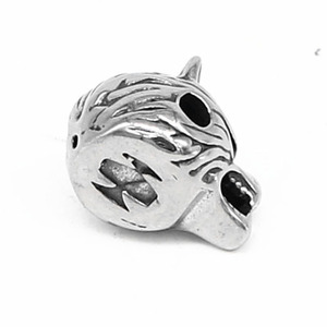 Perle d'espacement tête de loup en acier inoxydable plaqué argent 925 pour la fabrication de bracelets, apprêts de bijoux, forme irrégulière, accessoires DIY - Product Image 4