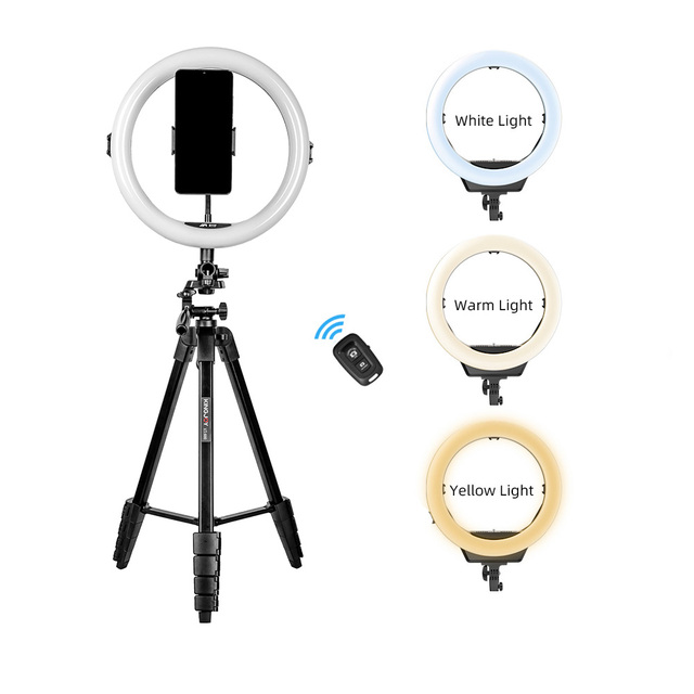 11'' Plastic Selfie Ring Light with 67'' Tripod Stand Phone Holder Dimmable LED Waterproof & Foldable for Makeup Video Recording