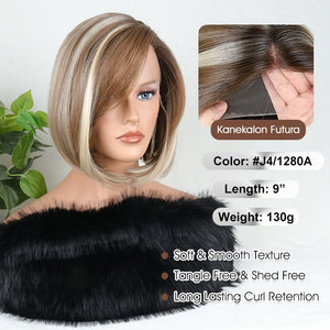 Parrucche Bob Julianna Wholesale Nuove <span class=keywords><strong>Lia</strong></span> Futura in Fibra Sintetica Liscia Biondo Pianoforte con Riflessi Corti, Taglio Pixie, HD Lace Front - Product Image 2