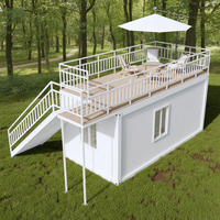 Maison préfabriquée en conteneur avec terrasse sur le toit, maison miniature modulaire en acier, cabane mobile préfabriquée pour habitation et location