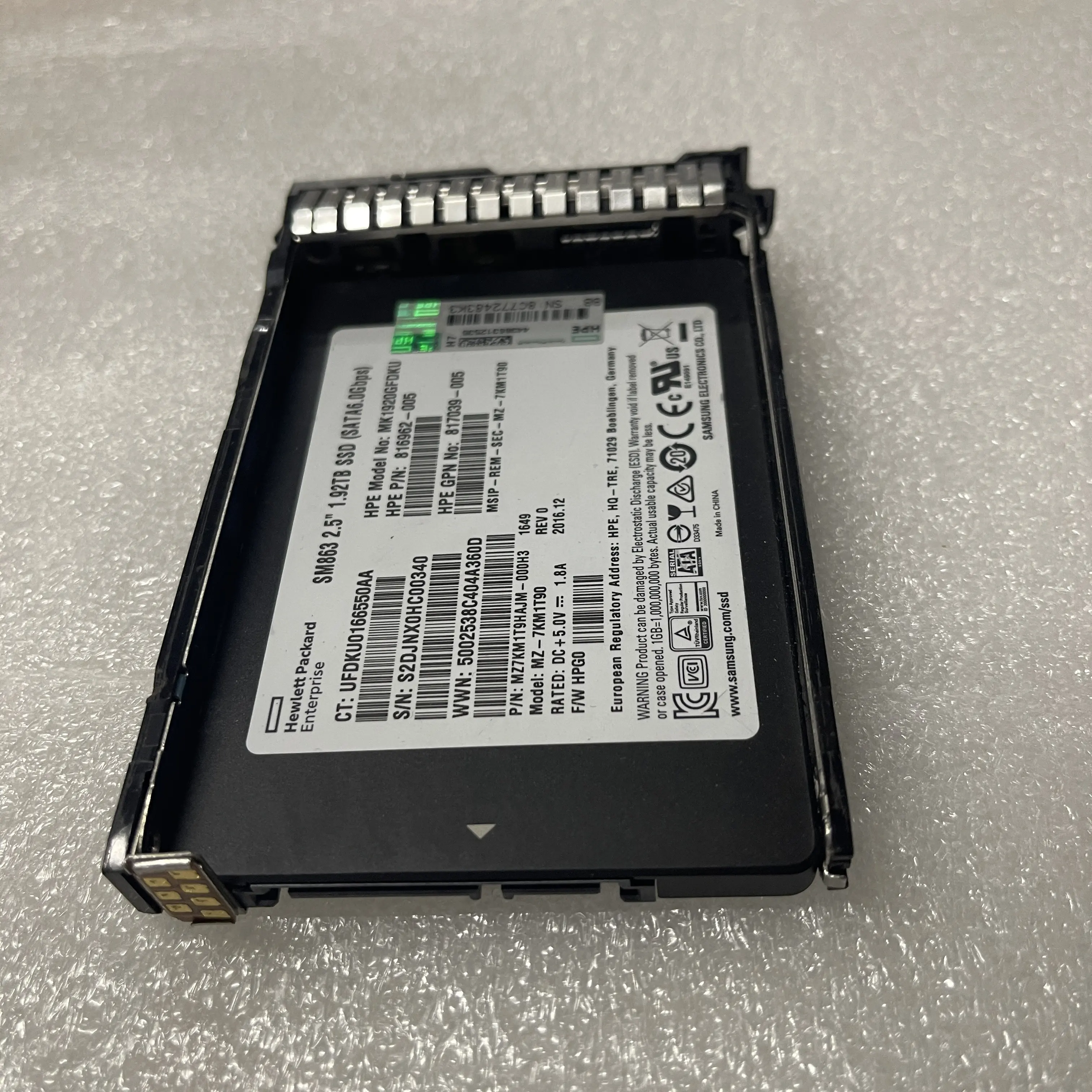 817011-B21 817116-001 For HPE 1.92TB SATA 6Gbps 2.5inch Solid State Drive SSD