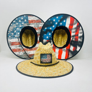 UPF 50 + rộng vành sombrero Mũ người đàn ông người lớn mùa hè bãi biển Giao hàng nhanh cờ Mỹ Nhân viên cứu hộ mũ rơm - Product Image 3