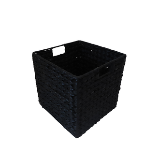 Panier carré en jacinthe d'eau panier pliant tissé décor à la maison organisateur trou poignée pour organisateur stockage - Product Image 3