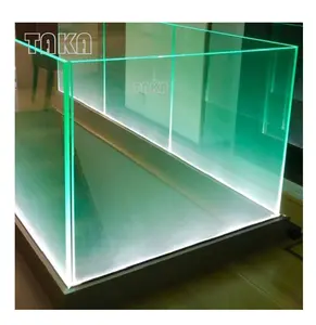 LEDライト付きモダンなフレームレスガラスフェンス屋外Uチャンネルアルミニウム外装ガラス手すりシステム