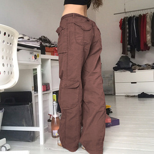 Automne 2022 femmes vêtements couleur unie dames piste sueur Joggers pantalon femmes taille haute Cargo pantalon avec poches - Product Image 6