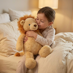 Leone di peluche da 60 cm con criniera marrone pelosa e braccia e gambe lunghe, personaggio dorato della fauna selvatica del safari - Product Image 1