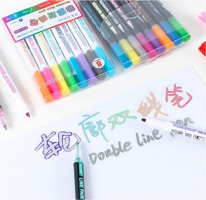 Rotuladores de doble línea, 8/12 colores de sueño, mango blanco, rotuladores de resaltado, tarjetas de regalo, bolígrafos de escritura y dibujo - Product Image 4
