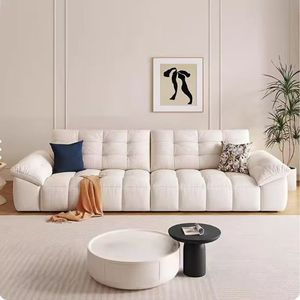 Conjunto de Sofás em Tecido Branco Estilo Creme para Sala de Estar, Sofá Contemporâneo de Luxo Leve para Hotéis e Vilas - Product Image 4