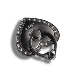 <b>Black</b> Heart Shape Fashion Metal Magnet <b>Bracket</b> 360 Degrees Magnetic Mobile Phone Ring Holder - Product Image 4