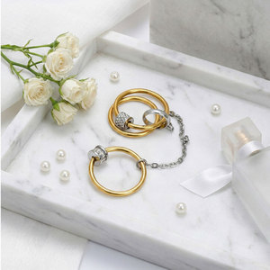 แหวนกันน้ำไม่หมอง 14k 18k ชุบทอง PVD สแตนเลส 316L ประดับเพชรซิคอน แหวนซ้อนกันได้สำหรับผู้หญิง - Product Image 3