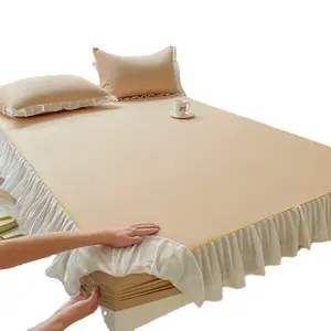 Custom Lace Design Homes Textile Mattress Pads & Toppers Polyester Fabric Cover Bed Sheet Bed Skirt Set