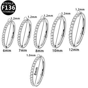 Gaby Bijoux de <span class=keywords><strong>piercing</strong></span> en titane ASTM F136 pour cartilage, anneaux de Daith et Hélix, segment articulé, anneau de mode avec zircone cubique transparente - Product Image 4