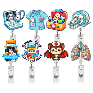 Lailina Slingin' Pills Pay Bills <b>Badge</b> Reel Retractable ID Holder Medical Nurse Doctor Name Tag <b>Clip</b> Transparent Acrylic M26020 - Product Image 2