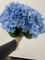 Haute qualité grand 5 têtes fleurs d'hortensia artificielles soie bleu hortensia fleurs pour la décoration d'événement de mariage à la maison