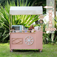 Chariot à glaces commercial avec auvent pare-soleil, camion de restauration mobile pour la vente de yaourts, de bâtonnets glacés et de boissons fraîches