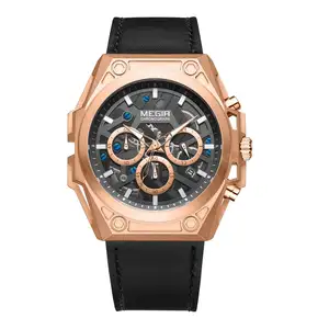 Megir 4220 su misura mens sicurezza pieghevole chiusura cinturino dell'orologio a forma di quadrato 5atm resistente all'acqua sport meccanico orologio al quarzo