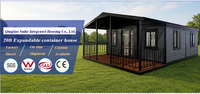Maison préfabriquée modulaire extensible à deux ailes, deux chambres, 20 pieds, en conteneur