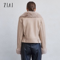 Blouson aviateur en peau de mouton synthétique, veste bomber en simili cuir, vêtements d'hiver pour femmes