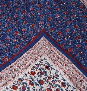 Couette d'été en coton léger Couette imprimée en bloc écologique Couette imprimée en bloc de main bleue pour chambre à coucher - Product Image 6