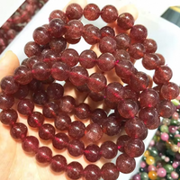 Bracelet en perles rondes de quartz fraise rose naturel, en vrac, pour la guérison, vente en gros