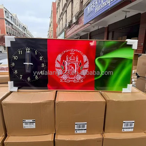 Cadre en aluminium de haute qualité, lumière LED 5D, design drapeau afghan, horloge murale en porcelaine de luxe, peinture sur le mur - Product Image 5