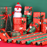 Kertas Kado Kraft Natal 50x70cm Custom untuk Pembungkus Kado Liburan, Dekorasi Rumah, dan Kemasan Buket Bunga