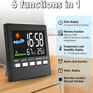 Reloj con Pronóstico del Tiempo, Temperatura y Humedad, Reloj <span class=keywords><strong>Despertador</strong></span> Digital Electrónico con Control por Voz, Retroiluminación, Reloj de Escritorio para el Hogar - Product Image 2