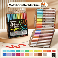 Fournitures artistiques pour l'école primaire : Stylos à peinture pailletée lavables pour les étudiants, marqueurs pinceaux pliables opaques superposables pour le journalisation