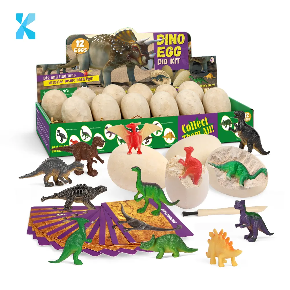 amazon hot sell CPC children dino egg party game educational stem kid excavation toys plastic dinosaur different model dig kit
