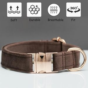 Veet Dog สุนัขขนาดเล็กกลางที่ทนทานนุ่ม Veet สีขาวสีเขียวสีส้มสีน้ำตาลเกิร์ลบอยปรับได้หัวเข็มขัดโลหะลูกสุนัขปลอกคอที่เหมาะสม - Product Image 6