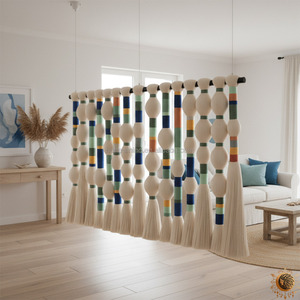 Tapiz Artesanal Hecho a Mano, Bola de Macramé, Burbuja de Macramé, Arte de Pared, Decoración de Pared para Sala de Estar, Decoraciones de Pared para el Hogar de Lujo - Product Image 3