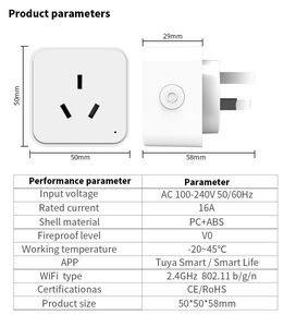 Mini wifi thông minh cắm 16A tuya phổ tường ổ cắm hỗ trợ Alexa Google nhà tuya Ổ cắm thông minh - Product Image 3