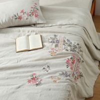Ensemble de literie 3 pièces en chanvre 100% brodé, taille Queen, housse de couette douce et confortable, taies d'oreiller, ensemble de housse de couette haut de gamme
