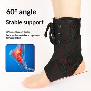 Attelle de cheville à lacets avec éclisses bilatérales en aluminium, support stabilisateur, enveloppe en maille respirante en polyester avec sangles - Product Image 3