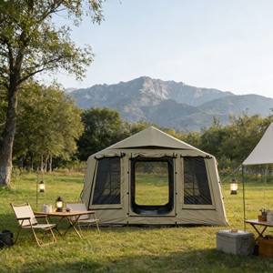 Tente familiale 4 saisons facile à monter, tente extérieure en PVC Oxford, résistante au vent et à la pluie pour les sorties familiales en plein air - Product Image 2