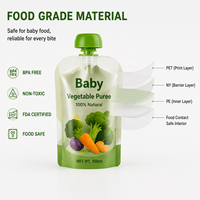 Pochettes personnalisées réutilisables anti-fuite pour aliments pour bébés, sachets d'emballage verticaux pour purée de fruits, yaourts et smoothies