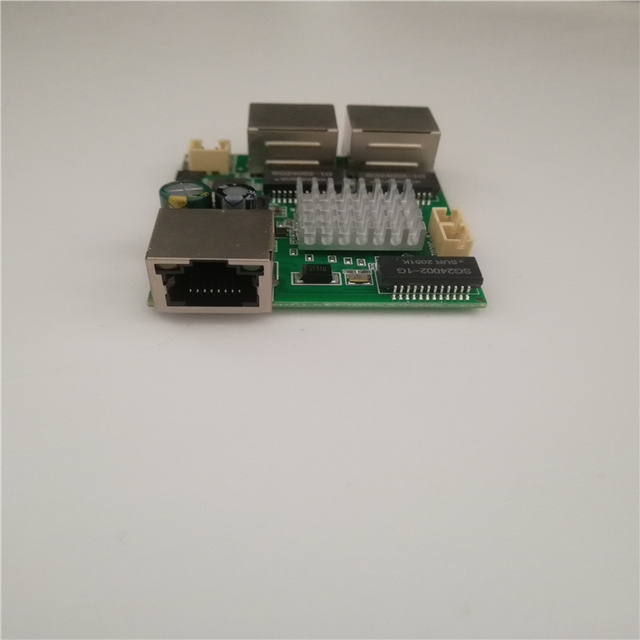 Mini Embedded 3 Port Ethernet Network Switch Module 10M/100M/1000M Auto Adaptive Wide Voltage DC9-60V for PCBA Board