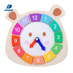 Jouets Montessori <span class=keywords><strong>en</strong></span> <span class=keywords><strong>bois</strong></span> horloge de dessin animé <span class=keywords><strong>en</strong></span> forme d'ours <span class=keywords><strong>arc</strong></span>-<span class=keywords><strong>en</strong></span>-<span class=keywords><strong>ciel</strong></span> <span class=keywords><strong>12</strong></span> pièces amovibles horloge jouet d'apprentissage jouet d'éducation précoce - Product Image 1
