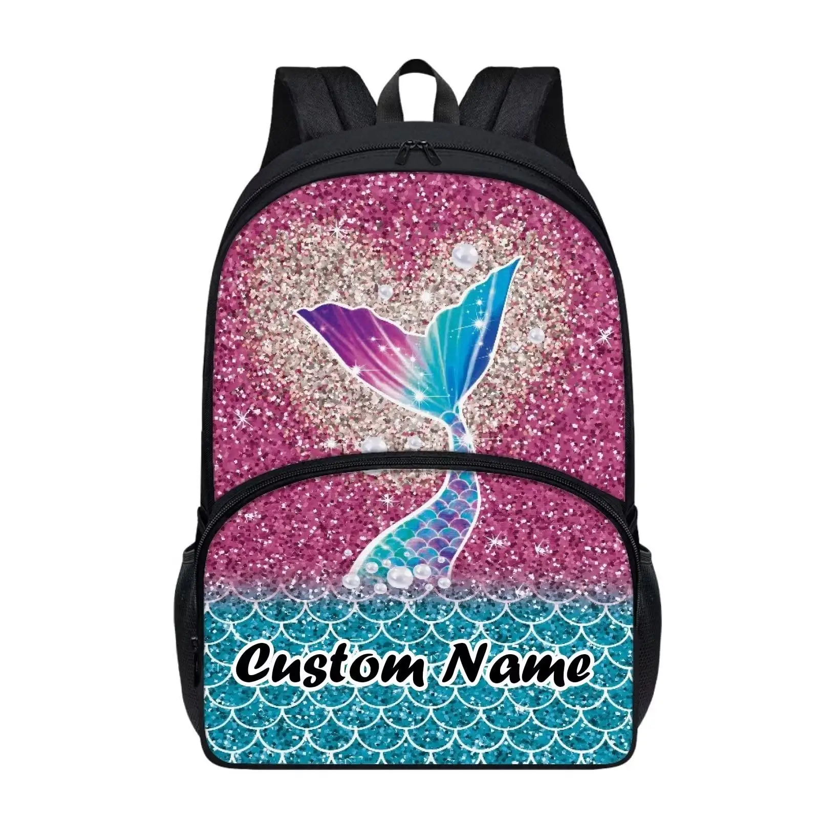 새로운 디자인 실용적인 인어 꼬리 물고기 비늘 패턴 선물 소녀 소년 가방 책가방 학교 배낭