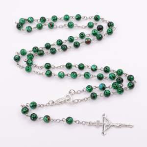 Venta al por mayor cristiana católica Virgen María collar <span class=keywords><strong>de</strong></span> perlas joyería fina <span class=keywords><strong>Dios</strong></span> bendiga oración cristal Rosario <span class=keywords><strong>de</strong></span> alta calidad - Product Image 2