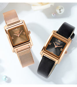 Reloj de Pulsera de Lujo para Mujer Sanda 1067, Color Oro Rosa, Movimiento de Cuarzo, Esfera Roja Rectangular, Números Romanos, Resistente al Agua, Acero Inoxidable - Product Image 2