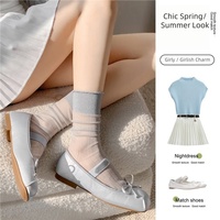 Chaussettes mi-mollet ultra-fines et respirantes en polyester transparent pour femmes, style Balletcore, idéales pour l'été et l'utilisation quotidienne avec des chaussures Mary Jane