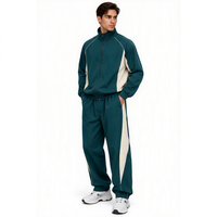 Ensemble de jogging pour hommes, ensemble deux pièces, veste en coton matelassée à fermeture éclair et pantalon de jogging, ensemble de survêtement en coton personnalisé pour hommes