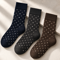 Chaussettes habillées mi-mollet pour hommes, en coton peigné doux et respirant, jacquard à pois, style britannique élégant, pour mariage, formelles ou professionnelles
