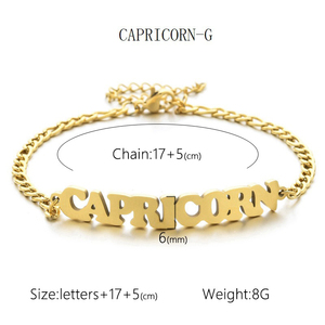 Bracelet de luxe en argent non terni plaqué or 18 carats en acier inoxydable avec breloque <span class=keywords><strong>horoscope</strong></span> femmes hommes 12 signes <span class=keywords><strong>du</strong></span> zodiaque bijoux - Product Image 2
