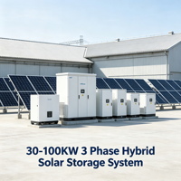 Système d'énergie solaire hybride avec module PV Mono HJT 30 kW triphasé, batterie lithium MPPT, kit solaire complet pour usine et entrepôt