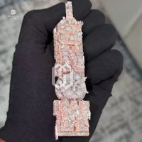 Pendentif en argent 925 avec chaîne en diamant, personnalisé avec un nom, lettre VVS, moissanite, bijoux pour hommes, testeur de diamant, glacé, hip hop