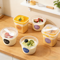 Gobelets alimentaires en PP moulés par injection avec logo personnalisé, contenants de cuisson commerciaux, couvercles pour gâteaux, mousses, fruits, emballage de desserts en gros