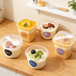 أكواب طعام مصنوعة من البولي بروبيلين بتقنية القولبة بالحقن مع شعار مخصص، حاويات خبز تجارية مع أغطية للكيك والموس والفواكه، تغليف الحلويات بالجملة - Product Image 5