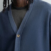 Herren Maßgefertigter Gestrickter Jacquard-Cardigan 100% Baumwolle Gewaschen Locker Sitzend V-Ausschnitt Langarm Frühling Atmungsaktiv Y2K Streetwear